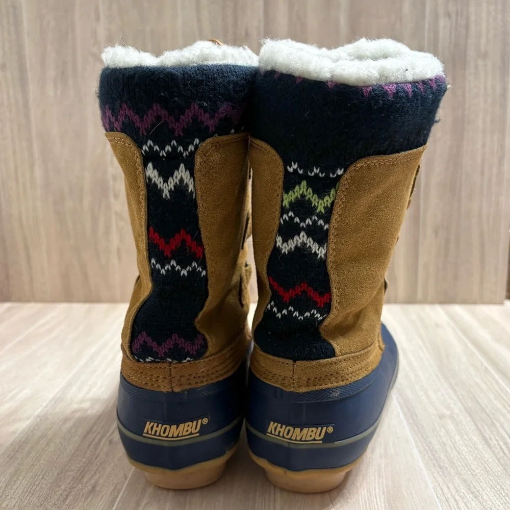 *Khombu Kristie Brown Suede and Blue Rubber Winter Duckboots #IR